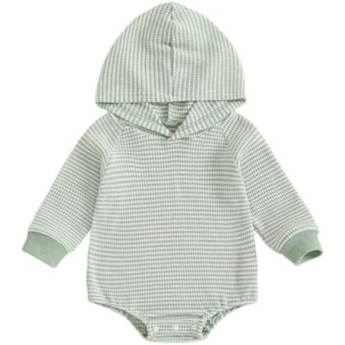 Newborn Baby Boy Girl Hooded Romper Long Sleeve Front Pocket Solid Color Hoodie Bodysuit Fall Winter Outfit