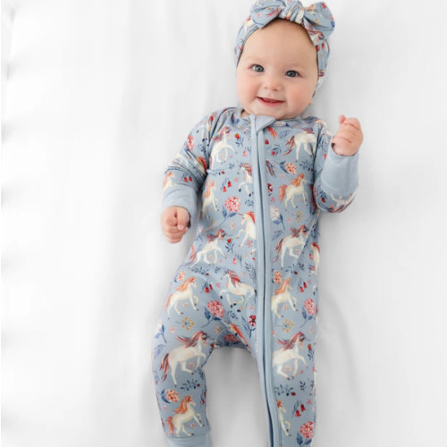 Unicorns Bamboo Zippered Sleeper – Little Crowns & Capes