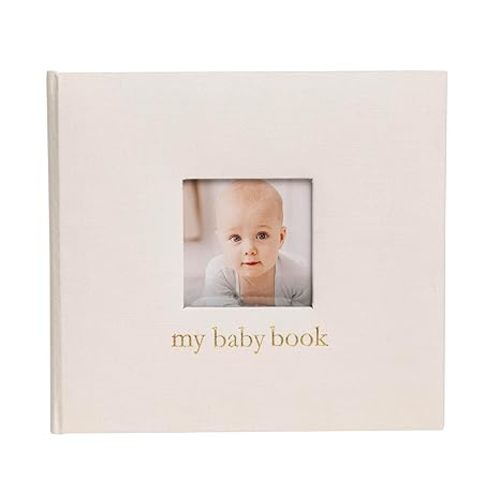 Pearhead Baby Memory Book, Baby's First 5 Years Keepsake Journal, Gender-Neutral Newborn Gift, Baby Girl or Boy Book, Ivory Linen
