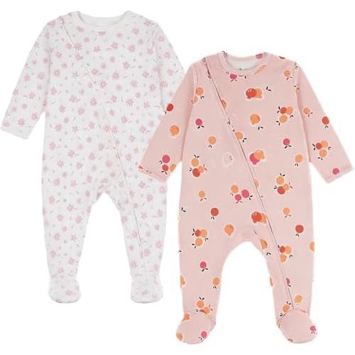 Baby Footie Jumpsuit, 100% Cotton Long Sleeve Footed Romper, Summer Outfit for 0-12 Months