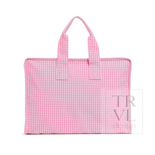 TRVL Overnight Tote- Gingham Pink – VACE