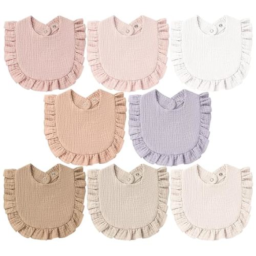 MairMore 8-Pack Muslin Baby Bandana Drool Bibs for Unisex Girls & Boys – 100% Cotton Bibs, Soft & Absorbent Teething and Drooling Essentials for Newborns