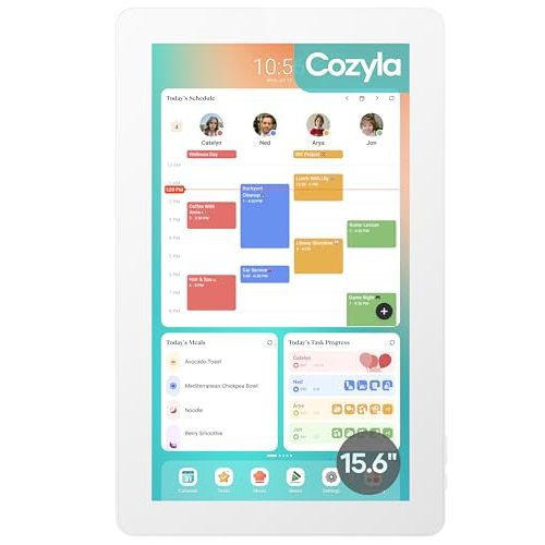 Cozyla Mate Digital Calendar+ 2: 15.6 Inch Wall Touch Screen Chore Chart Customizable Dashboard Smart Electronic Calendar for Family Schedules Meal Planner Support App Store with Stand White