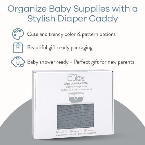 Large Portable Baby Diaper Caddy Organizer Nursery Storage Bin and Car Travel Basket by Comfy Cubs
