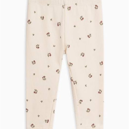 Colored Organics Baby Organic Cotton Jay Leggings - Lindsey Floral / Olive Ribbed