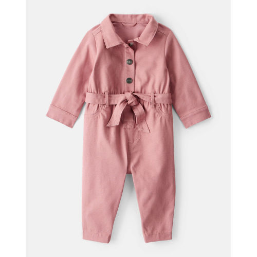 Baby Girl Cotton Long-Sleeve Jumpsuit - Pink - Carter's | Carter's