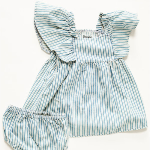 Wrangler Infant Girls' Striped Short Sleeve Denim Dress - 2 Piece