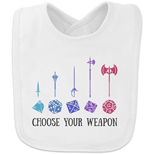 Choose Your Weapon Dungeon RPG Dice Baby Bib