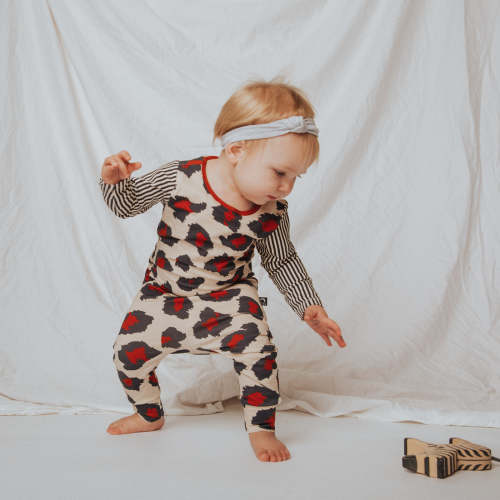 Peekabooty™ Rag Romper - 'Big Leopard' - Natural