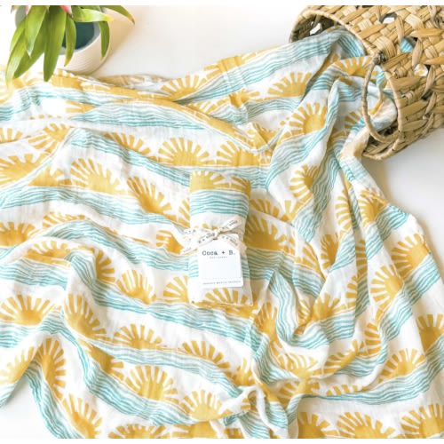 Sun + Wave Swaddle - Ocean Nursery Decor | Beachy Baby Charm – Coca + B.