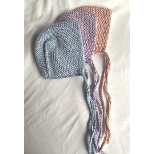 100% Cotton Knitted Baby Bonnet Spring colors NB-12 Months old Handmade