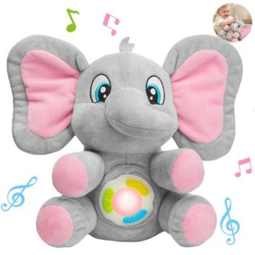 Joyfy Musical Elephant Plush Baby Learning Toys Stuffed Animal with Music Light, Soft Plush Toys Christmas Birthday Easter Gifts for 6M+Infant Babies