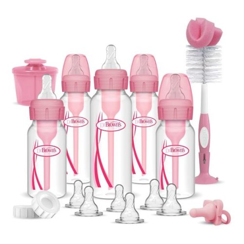 Dr. Brown's Anti-Colic Options+ Narrow Baby Bottle Newborn Gift Set - 0-6m - Pink