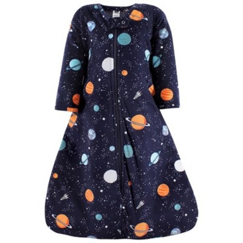 Hudson Baby Long Sleeve Plush Faux Fur Sleeping Bag, Wearable Blanket, Space, 0-6 Months