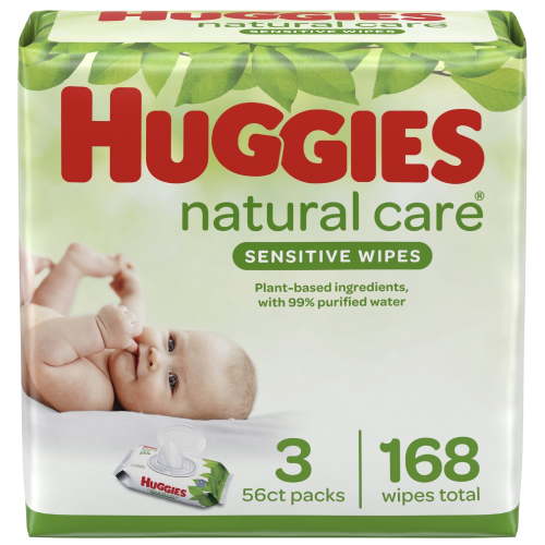Huggies WIPES Natural Care Fragrance Free Soft Pack Wipes 168ct. Total,56 Count Pack of 3