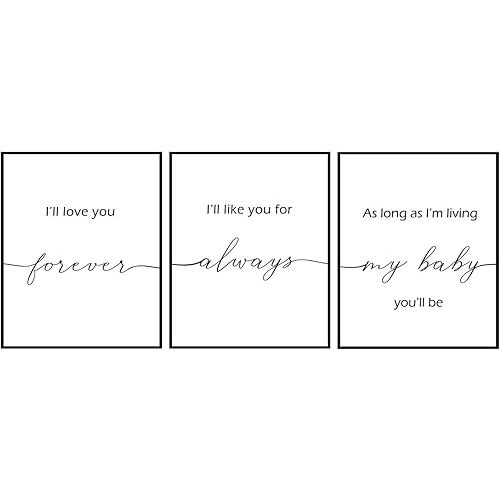 Set Of 3 8X10 Inches Prints I'll Love You Forever Mailed Prints Nursery Wall Art, Nursery Decor, Baby Shower Gift, Baby Girl Nursery, Baby Boy Nursery No Framed