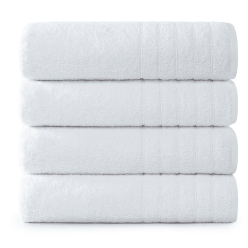 Casa Platino 4-Pack Large Bath Towels for Bathroom – Soft, Highly Absorbent & Quick-Dry, Ring Spun Cotton Towels for Home & Spa - White