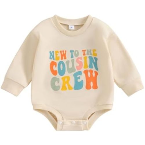 VISGOGO Newborn Baby Girl Boy Bubble Romper 3 6 9 12 18M Onesie Sweatshirt Long Sleeve Oversized Fall One-Piece Bodysuit