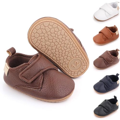 Meckior Infant Baby Boys Girls Classic PU Leather Wedding Loafers Brogue Toddler Oxford Dress Shoes First Steps Walking Flat Lazy Crib Shoe