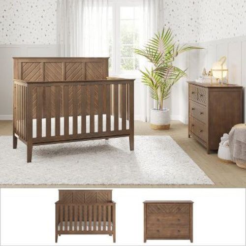 Child Craft Atwood Crib and Dresser Nursery Set, 2-Piece, Includes 4-in-1 Convertible Crib and 3-Drawer Dresser