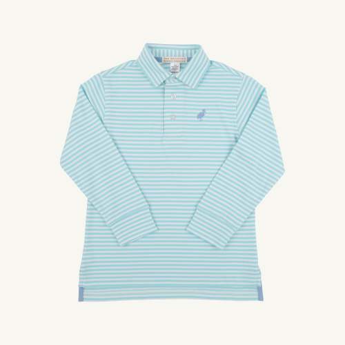 Long Sleeve Prim and Proper Polo - Belhaven Blue Stripe
