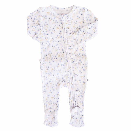 Blake's Blooms Bamboo Waffle Zipper Ruffle One-Piece Footie | Caden Lane