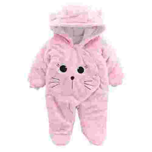 MHZLDYZ 6-9 Month Onesies Newborn Baby Girls Boys Solid Cartoon Cat Velvet Hooded Jumpsuit Romper Bodysuit Unisex Newborn Clothes 0-3 Months Baby Girl Clothes 0-3 Months Baby Girl Clothes(Pink,59)