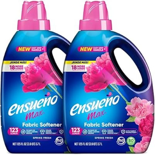 Ensueño Liquid Fabric Softener, Spring Fresh | 2 Pack | 125 fl oz | 123 Loads | Color-Safe