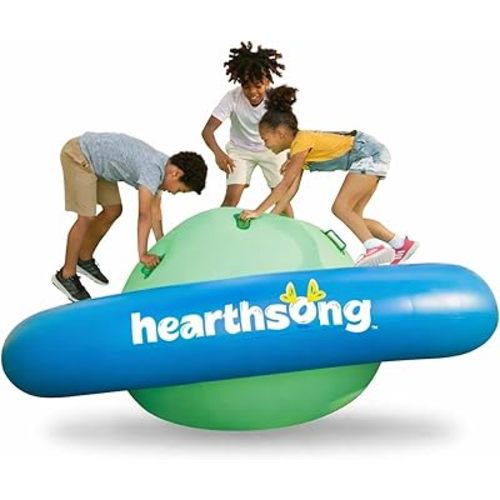 Hearthsong 8-Foot Inflatable Dome Rocker with 6 Handles - Children's Fun Play Equipment Blow Up Giant Bouncer Backyard Toy for Outdoor Game Activities for Boys & Girls Ages 5+ (Max Weight 250 lbs)