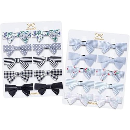 20pcs small blue & navy hair bows for girls.Cute baby hair bows,Non-slip alligator hair clips.Toddlers bow clips,Handmade hair accessories for little girls gift set.