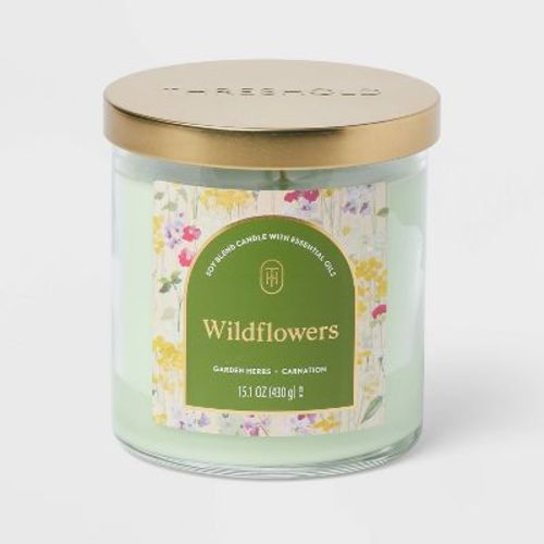 2-Wick Lidded Glass Jar Candle Wildflowers 15.1oz - Threshold™