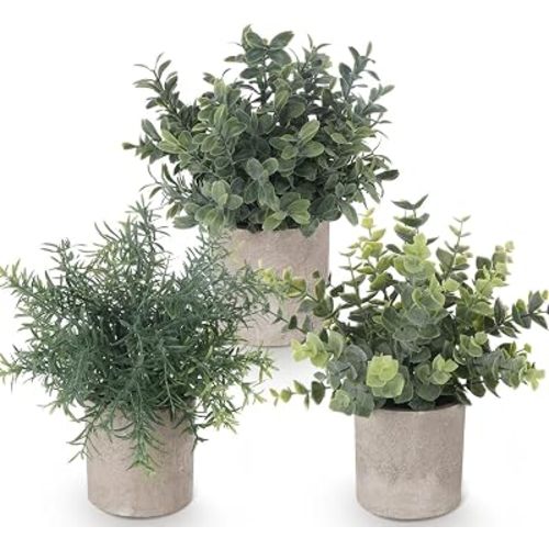 Lemonfilter Fake Plants,3PCS Artificial Plants Indoor Eucalyptus Desk Decor