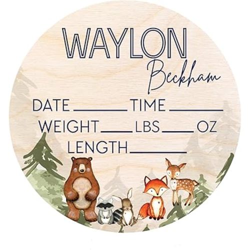 Baby Announcement Sign - Baby Name Sign - Welcome Baby Sign - Baby Birth Announcement Sign for Hospital - Wood Name Sign - Newborn Announcement Sign - Newborn Photography Prop