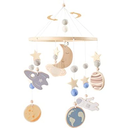 Baby Mobile for Crib, Astronaut Crib Nursery Mobile for Boys Girls, Boho Nursery Decor Soothe Toy Baby Shower Set for Infant Bedroom Hanging Decoration Toy