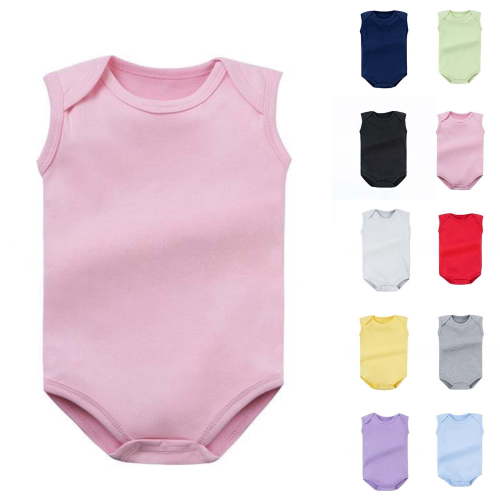 PIWHJQK Newborn Bodysuit Kids Solid Sleeveless Summer Breathable Infantborn Cotton Infant Outfits