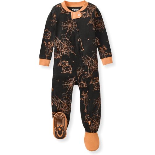 Burt's Bees Baby Organic Cotton Footed Pajamas for Boys, Zipper PJ Sleeper, Snug Fit Sleepwear with Non-Slip Bee Grips