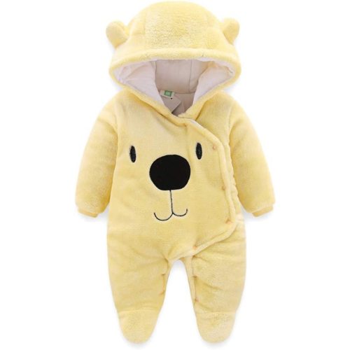 ALLAIBB Baby Newborn Snowsuit Winter Hooded Footie Fleece Jumpsuit for Infant Girls Boys