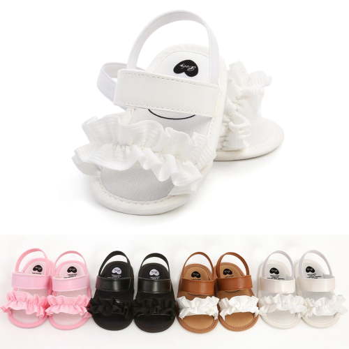 Swuxness Little Girls Flats First Walk Sandals Curved Lace Soft for Infant Summer Walking
