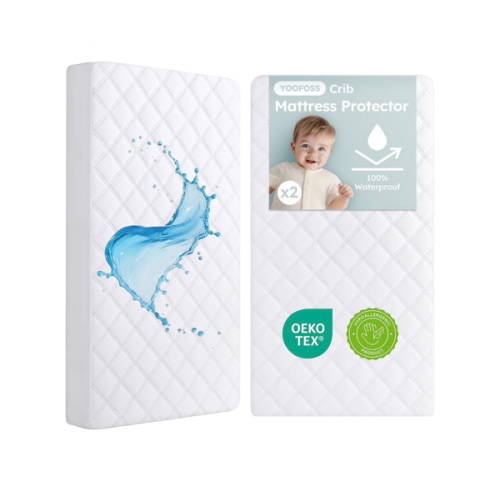Yoofoss Waterproof Crib Mattress Protector 2 Pack, Quilted Crib Mattress Pad Cover Ultra Soft and Breathable, Machine Washable Toddler Mattress Protector for Standard Baby Crib Size 52''x28''