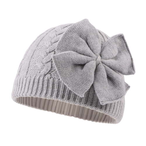 Baby Girl Winter Hat Cute Bow Infant Beanie Warm Knitted Hats for Toddler Kids Girls 0-6 Years (Gray,S)