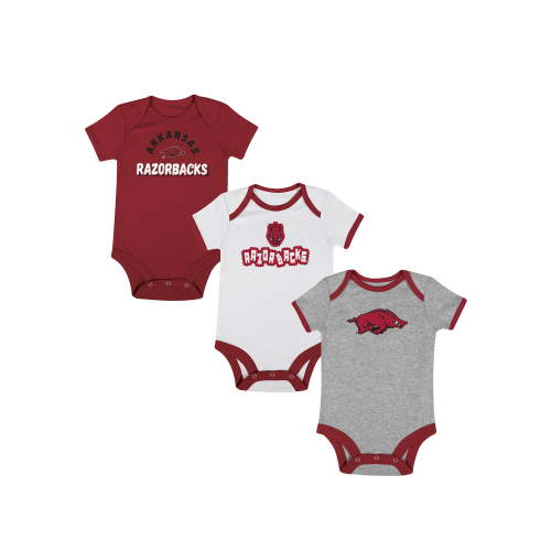 NCAA ARKANSAS Infant Tm1&2 Color Cotton SS ONS 3Pk Boys