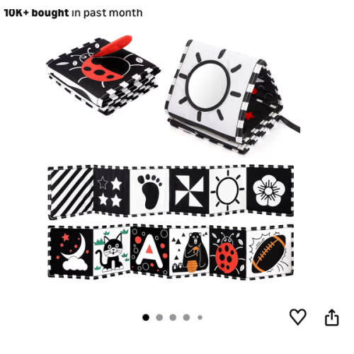 Amazon.com: URMYWO Black and White Baby Toys, Tummy Time High Contrast Newborn Toys 0-3 Months, Soft Baby Book, Visual Stimulation Montessori Sensory Infant Toys 0-6-12 Months, Shower Gift for Boys Girls : Toys & Games