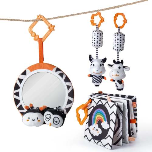 Black and White High Contrast Baby Toys Set
