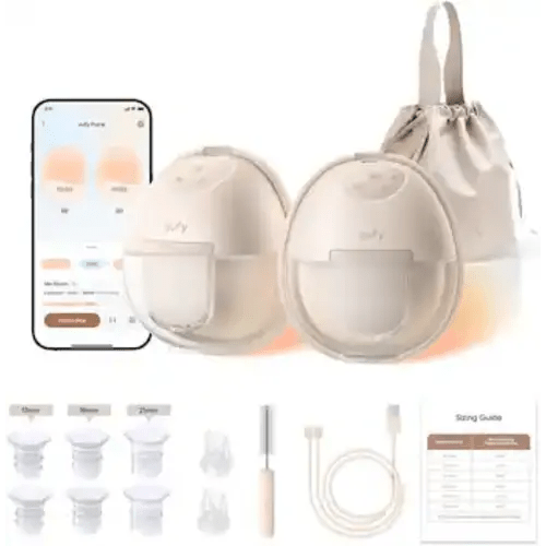 eufy - Heated Breast Pump S1, Hands‑Free In‑Bra, HeatFlow™ Tech, App OptiRhythm, Hospital‑Grade Suction, Leakproof, Quiet - Brown