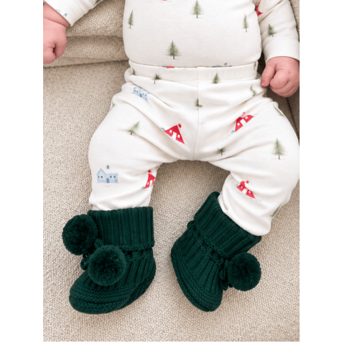 Pom Booties - Alpine Green