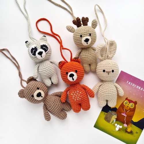 Woodland hanging toy, baby activity gym toys set, crochet woodland gift toys