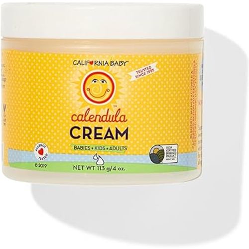 California Baby Calendula Cream | 100% Plant-Based Moisturizer | Lavender Baby Lotion | Face Moisturizer For Dry Skin | Hypoallergenic | 4 oz / 113g