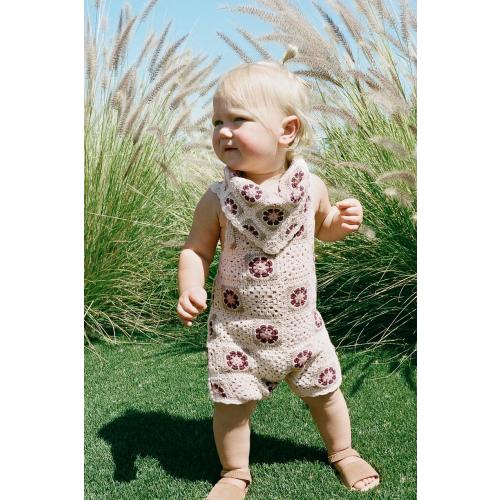 CROCHET FLOWER KNIT OVERALLS - Light beige | ZARA United States