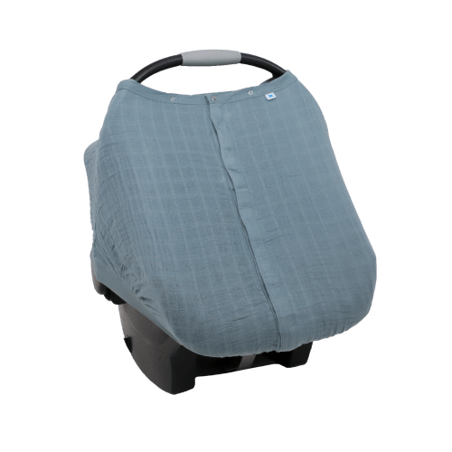 Cotton Muslin Car Seat Canopy - Sea