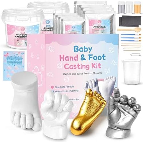 Nabance Baby Hand Casting Kit for 0-9 Months (4 Pack), DIY Hand & Footprint Mold, Baby Molding Kit Hands and Feet Suitable for New Mom Gift, Baby Shower, Christmas, First Birthday, Parties
